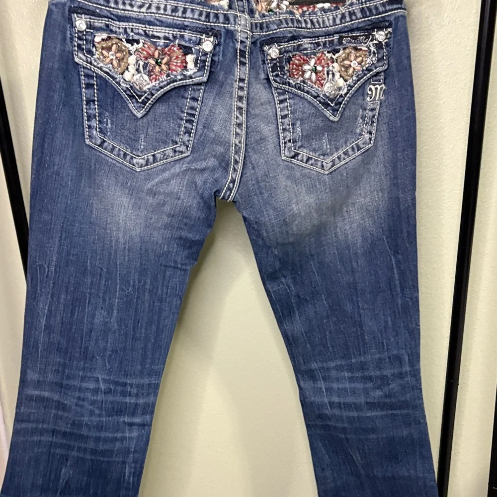 Miss Me Women's Distressed Blue Boot Cut Jeans - Picture 7 of 9